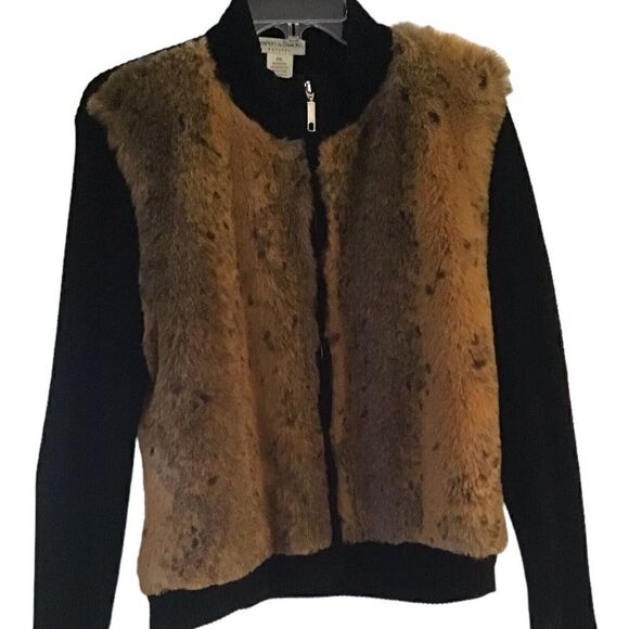 Drapers & Damons Women’s Faux Fur Knit Petites Sweater Jacket PM - Picture 1 of 4